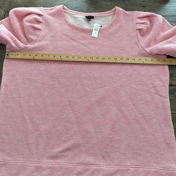 NWT Talbots Plus Size 3X Pink Short Puff Sleeve Sweatshirt Top Fleece New - Picture 5 of 7